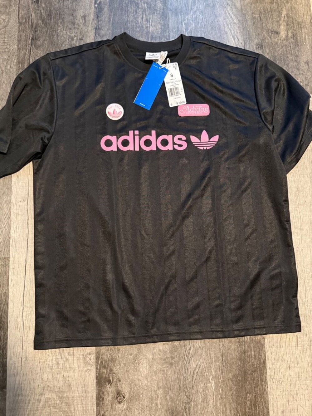 Adidas Originals Womens Football OS Tee Black/Pink Small New